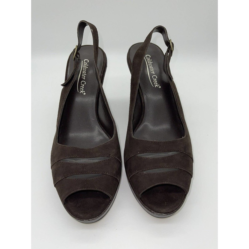 Coldwater Creek Shoes Size 9M Women’s Heels‎ Wedge Sandals Brown Leather Upper